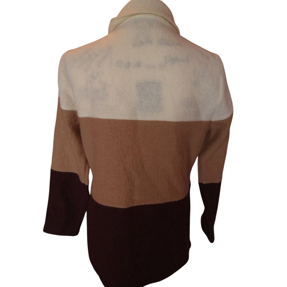 Vintage Appleseed Colorblock Wool Coat With Button Closure & Stand Collar - Size - Picture 3 of 11
